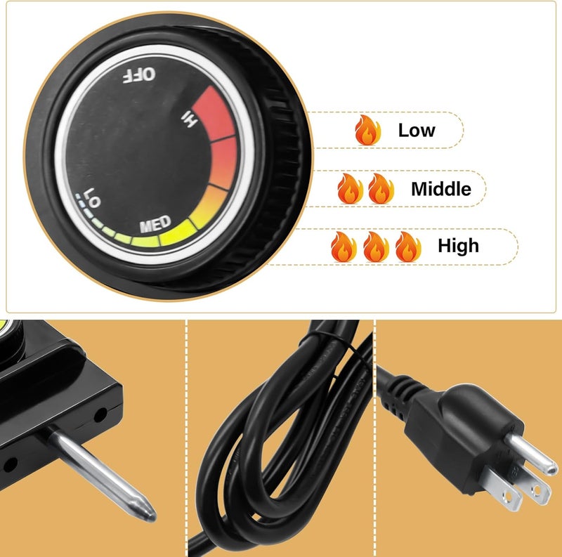 COMVIEE Adjustable Thermostat Controller Probe Cord for Masterbuilt Analog Electric Smokers, Thermostat Control with Power Cord Replacement Parts for Most Electric Smoker and Grills Heating Element - Image 3
